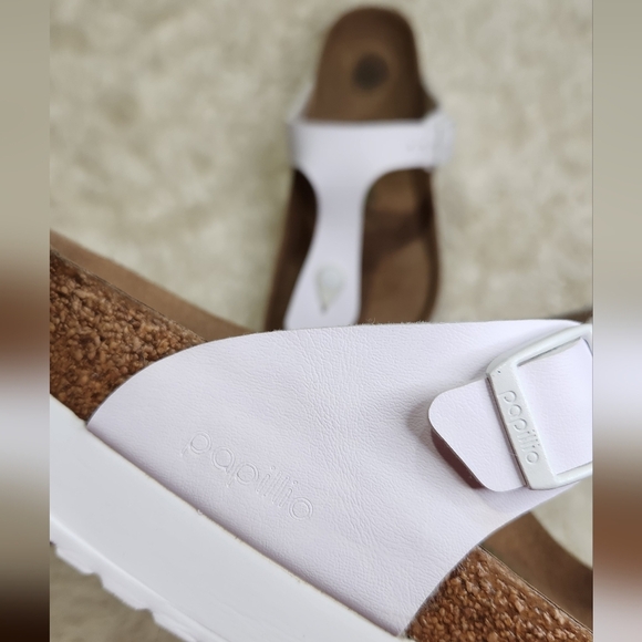Papillio By BIRKENSTOCK VEGAN Gizeh Flex Platform Birko-Flor White Size 41 (L10) - Picture 8 of 13
